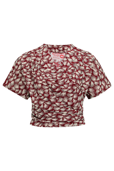The "Darla" Short Sleeve Wrap Blouse in Wine Whisp, True & Authentic Vintage Style