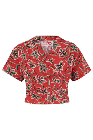 The "Darla" Short Sleeve Wrap Blouse in Carnival Print, True Late 1940s Vintage Style