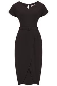 **PRE-ORDER** The “Dita" V Neck Sheath Dress in Black, True19 50s Vintage Style