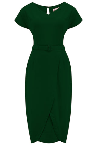 **PRE-ORDER** The “Dita" V Neck Sheath Dress in Green, True19 50s Vintage Style
