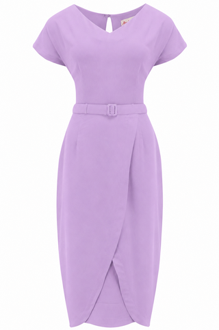 The “Dita" V Neck Sheath Dress in Mauve, Iconic 1950s Vintage Style