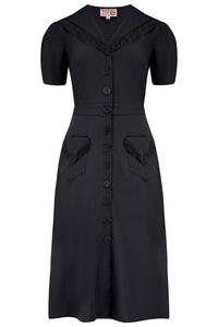 The "Dolly" Fringed Dress in Black, Authentic 1950s Vintage Western Style