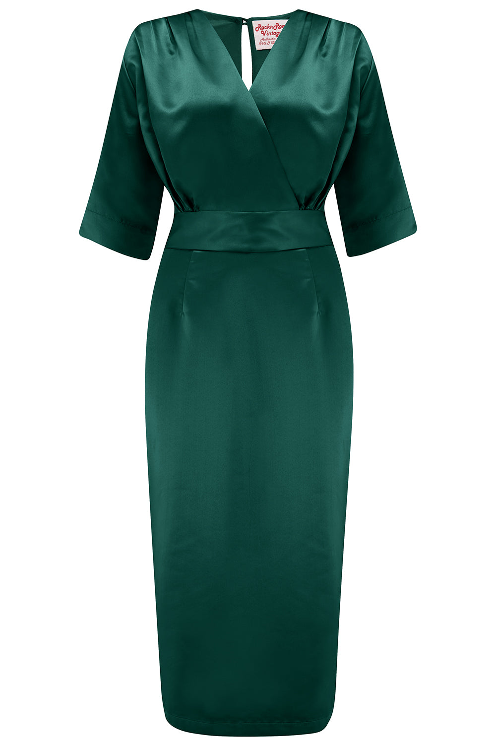 RnR "Luxe" Range.. The “Evelyn" Wiggle Dress in Super Luxurious Azure Green SATIN