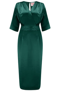 Nouvelle gamme RnR « Luxe ».. La robe Wiggle « Evelyn » en SATIN vert azur super luxueux