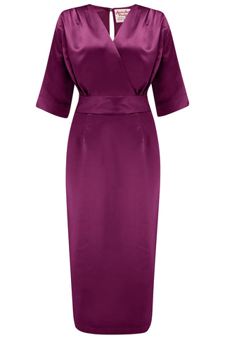 New RnR "Luxe" Range.. The “Evelyn" Wiggle Dress in Super Luxurious Rich Plum SATIN