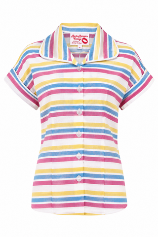 **Limited Edition** "Lucy" 2pc Set (Blouse & Skirt) In Candy Stripe, 100%Cotton, True 1950s Vintage Style