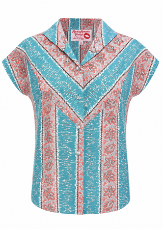 **Vente d'échantillons** Le chemisier « Maisy » rentré ou noué en vert et à carreaux, style western vintage classique