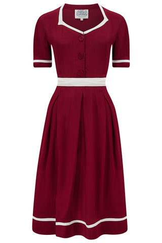 Long sleeve Lisa - Mae Dress in Green with contrast under collar, Authentic 1940s Vintage Style at its Best Rock n Romance Long sleeve Lisa - Mae Dress in Green with contrast under collar, Authentic 1940s Vintage Style at its Best Rock n Romance