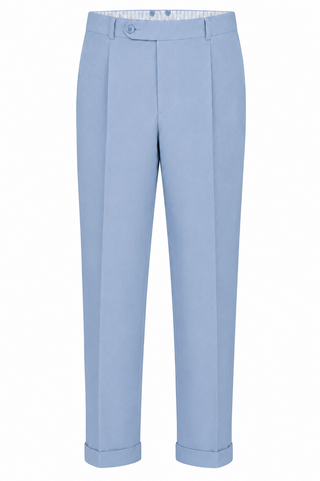 Mens "Hudson" New York Style 1950s Peg Trousers in Light Blue Twill Viscose (A Slight Sheen).. Classic 50s American Pegs