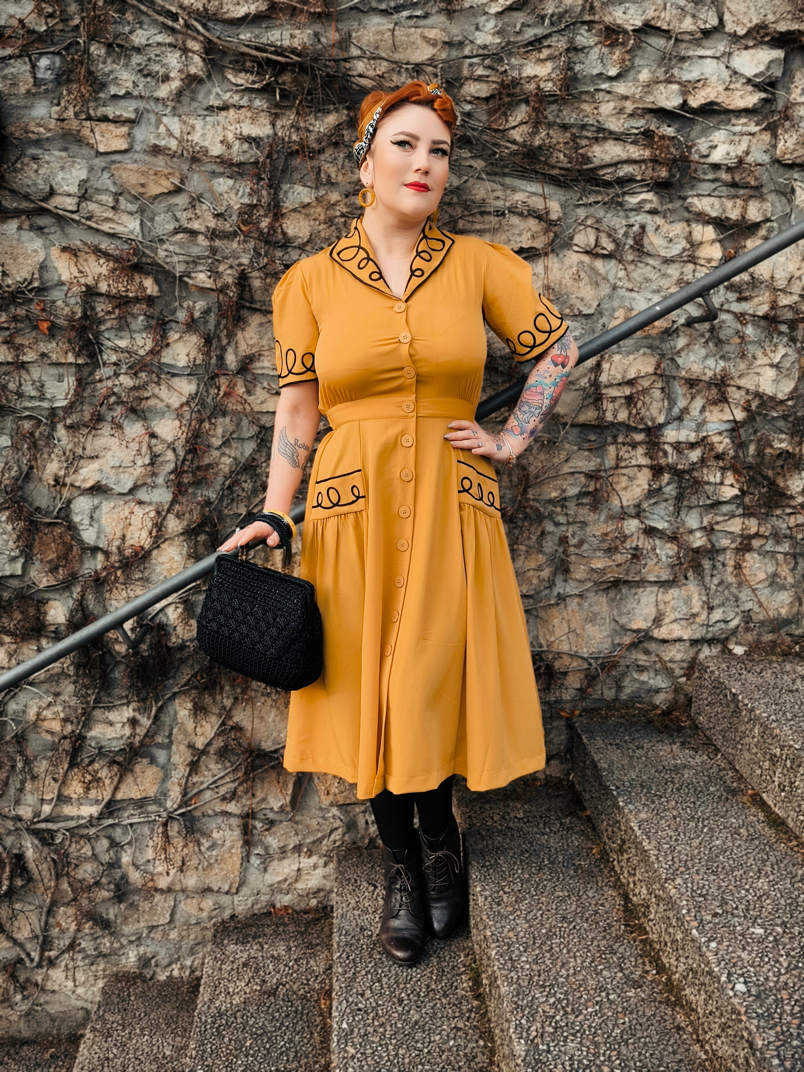 Mustard Yellow Dress Mustard Vintage Dress The