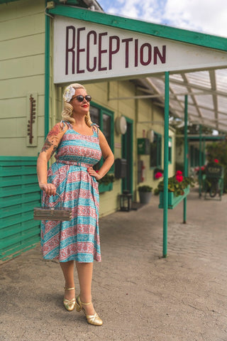 The "Suzy Sun Dress" in Fiesta Print, Easy To Wear Vintage Style From The 50s