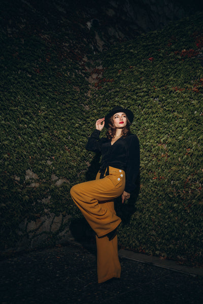 "Audrey" Trousers in Mustard, Totally Classic 1940s Vintage Style