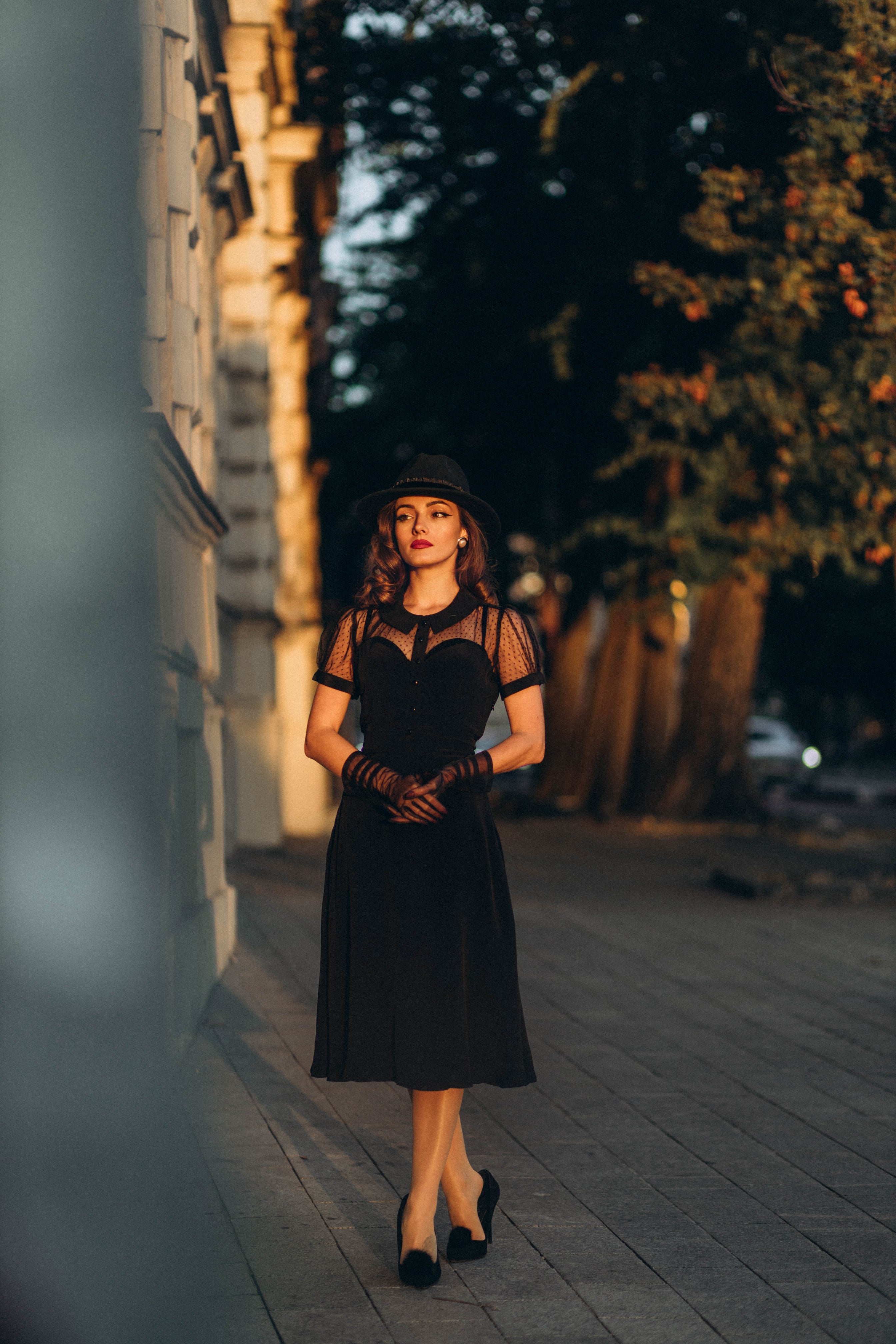Florance Tea Dress in Black with matching Black Lace upper, Authentic 1940s True vintage style 10 Florance Tea Dress in Black with matching Black Lace upper, Authentic 1940s True vintage style 10