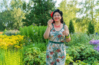 The "Marcie" Jump Suit in Tiki Palm, Authentic 1950s Vintage Hawaiian Style