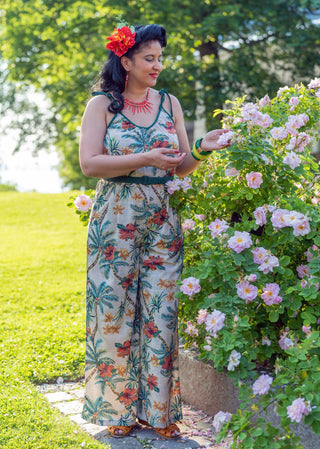 The "Marcie" Jump Suit in Tiki Palm, Authentic 1950s Vintage Hawaiian Style