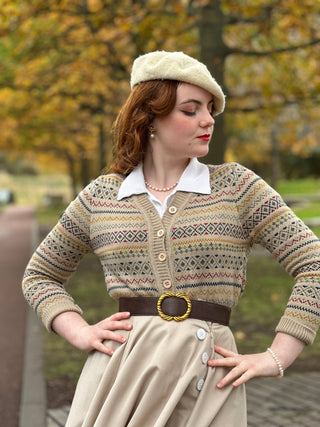 Women's Fair Isle Knitted Cardigan, Stunning 1940s True Vintage Style, By The Seamstress of Bloomsbury