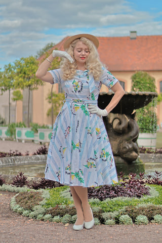 "Cindy" Dress in Cotton Seaside Print by The Seamstress Of Bloomsbury, Classic 1940s Vintage Inspired Style
