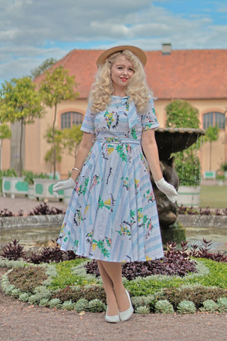 "Cindy" Dress in Cotton Seaside Print by The Seamstress Of Bloomsbury, Classic 1940s Vintage Inspired Style
