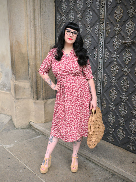 The "Vivien" Full Wrap Dress in Wine Whisp, True 1940s To Early 1950s Style