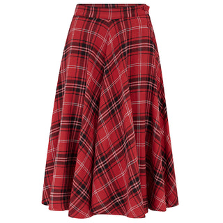 "Isabelle" Skirt in Cotton Red Check,  Classic & Authentic 1940s Vintage Inspired Style By The Seamstress of Bloomsbury