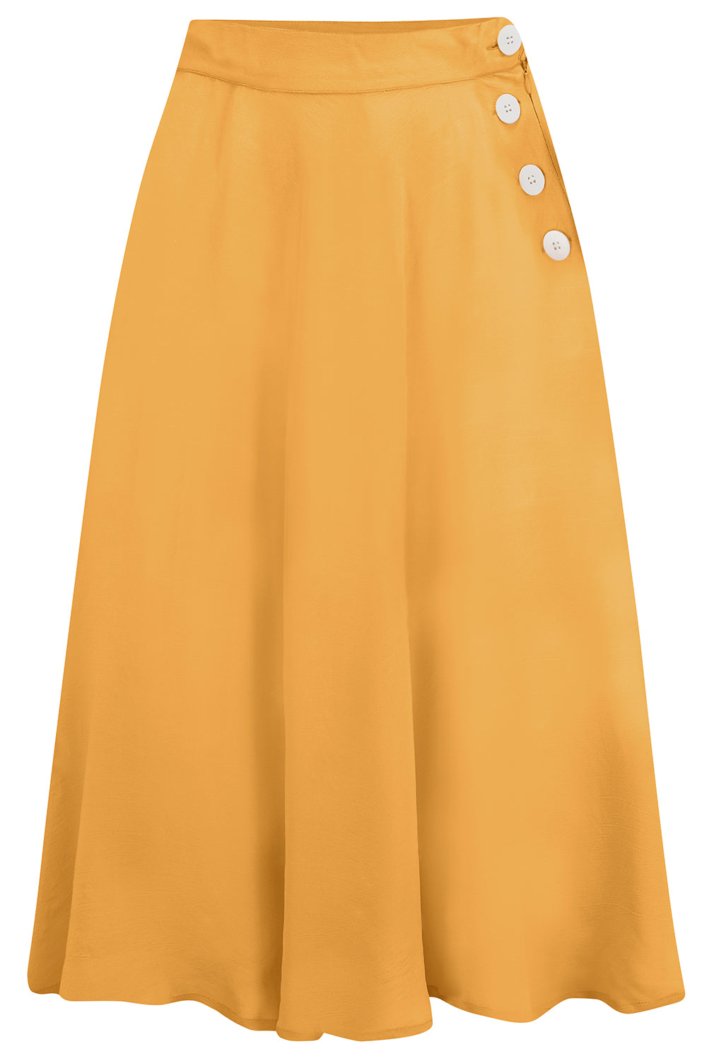 Jupe « Isabelle » en moutarde, style classique et authentique d’inspiration vintage des années 1940