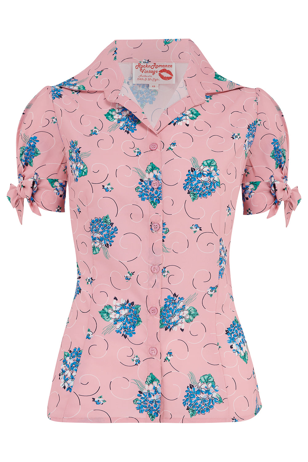 **Sample Sale** The "Jane" Blouse in Pink Summer Bouquet, True & Authentic 1950s Vintage Style