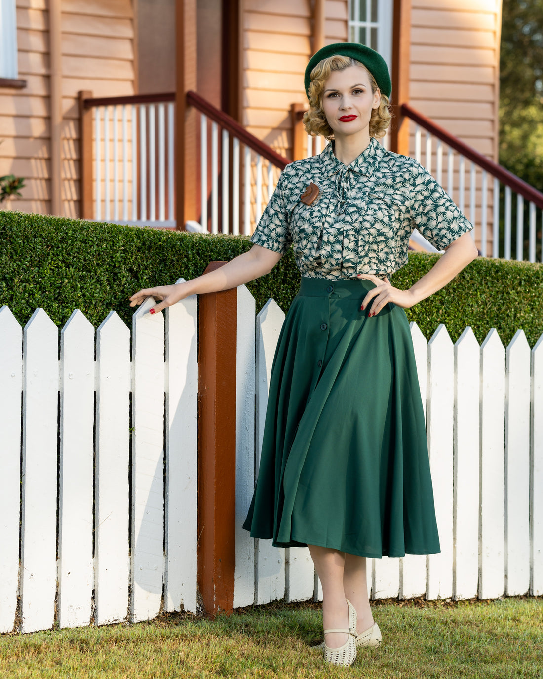1950s Blue Circle Skirt with Patch Pockets