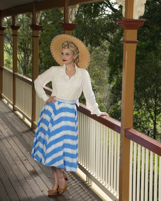 "Isabelle" Skirt in Palace Ribbon Print, Classic & Authentic 1940s Vintage Inspired Style By The Seamstress of Bloomsbury