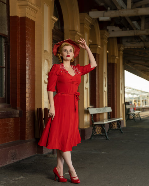 "Veronica" Lipstick Red, A Classic 1940s Inspired Vintage Style By The Seamstress Of Bloomsbury