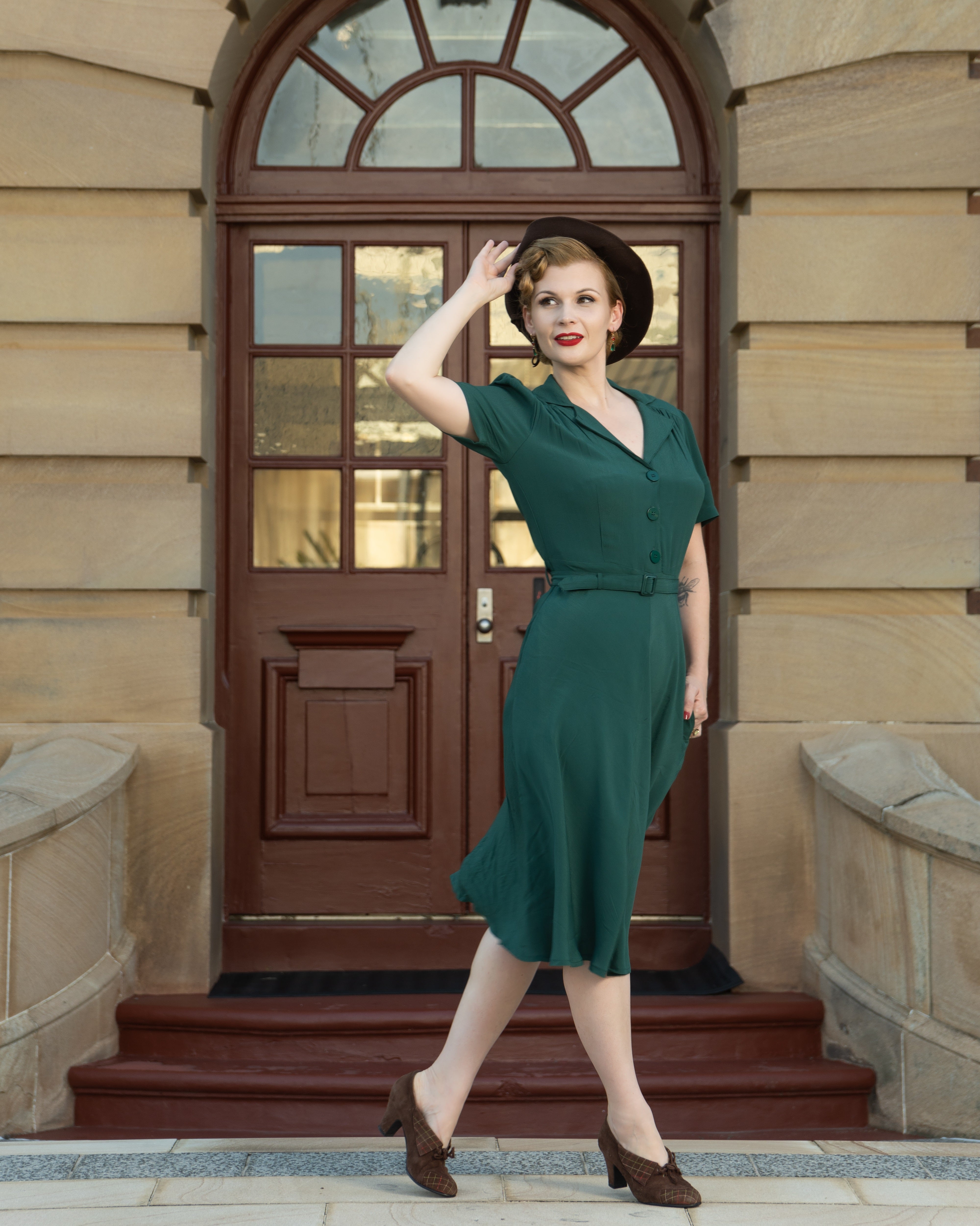 Lisa Dress in Hampton Green | Vintage 1940s Style Shirtwaist Dress Hampton Green / 8 Lisa Dress in Hampton Green | Vintage 1940s Style Shirtwaist Dress Hampton Green / 8