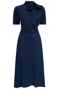 Kathy Dress in French Navy , A Classic 1940s Inspired, True Vintage Style - CC41, Goodwood Revival, Twinwood Festival, Viva Las Vegas Rockabilly Weekend Rock n Romance The Seamstress of Bloomsbury