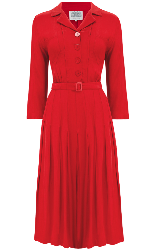 Lucille shirt dress CC41 in Lipstick Red , Classic 1940s True Vintage Style