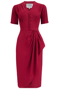 "Mabel dress " Wine , A Classic 1940s Inspired Vintage Style CC41 By The Seamstress Of Bloomsbury - CC41, Goodwood Revival, Twinwood Festival, Viva Las Vegas Rockabilly Weekend Rock n Romance The Seamstress of Bloomsbury