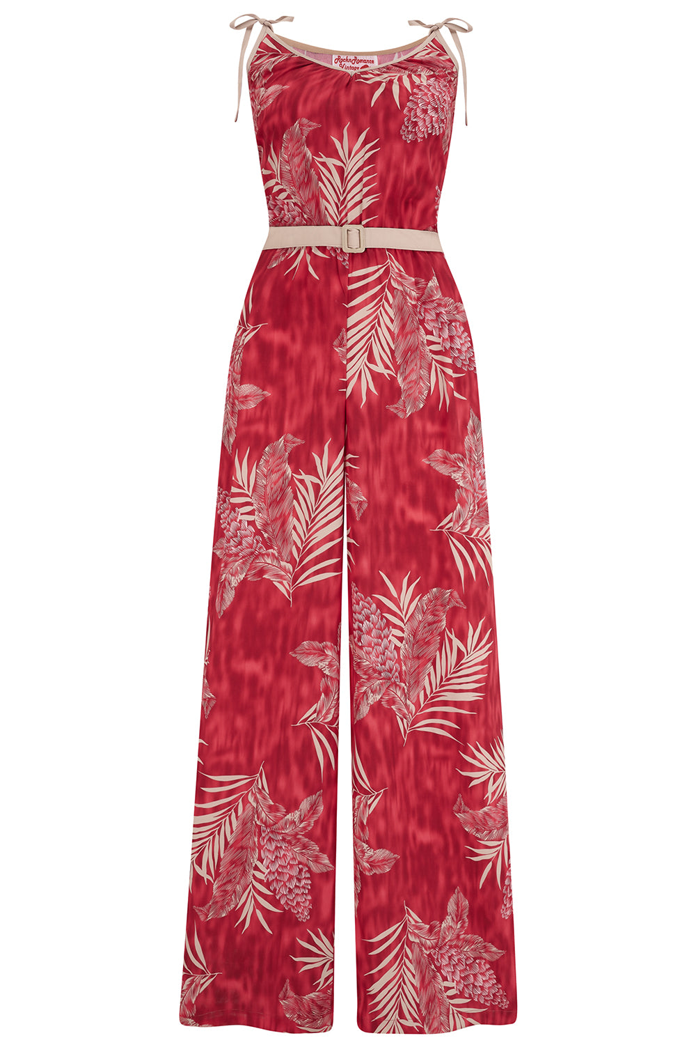 **Sample Sale** The "Marcie" Jump Suit in Ruby Palm Print, True & Authentic 1950s Vintage Style