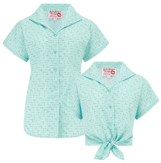 The "Maria" Tuck in or Tie Up Blouse in Atomic Stitch, Classic 50s Vintage  Style