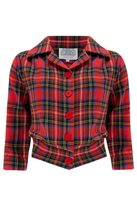 "Marion" Blouse in 100% Cotton Red Plaid Tartan, Authentic & Classic 1940s Vintage Inspired Style - CC41, Goodwood Revival, Twinwood Festival, Viva Las Vegas Rockabilly Weekend Rock n Romance The Seamstress Of Bloomsbury