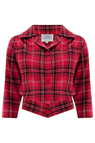"Marion" Blouse in 100% Cotton Red & Black Check, Authentic & Classic 1940s Vintage Inspired Style - Vintage Clothing, CC41, Dress For Goodwood Revival, Vintage Outfit, Twinwood Festival Outfit, Viva Las Vegas Rockabilly Weekend Rock n Romance The Seamstress Of Bloomsbury