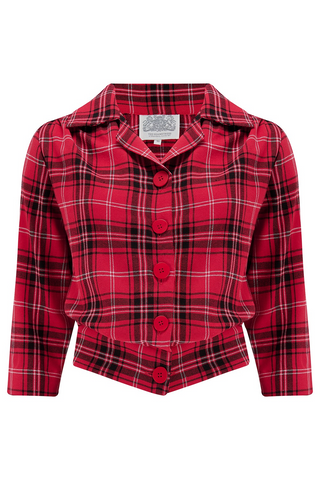 "Marion" Blouse in 100% Cotton Red & Black Check, Authentic & Classic 1940s Vintage Inspired Style - CC41, Goodwood Revival, Twinwood Festival, Viva Las Vegas Rockabilly Weekend Rock n Romance The Seamstress Of Bloomsbury
