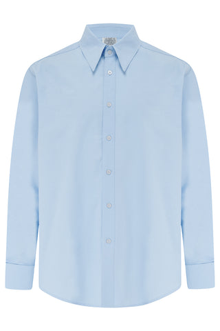 Mens Spear-point Collar Shirt in Blue Cotton 1940's Vintage Style by The Seamstress of Bloomsbury