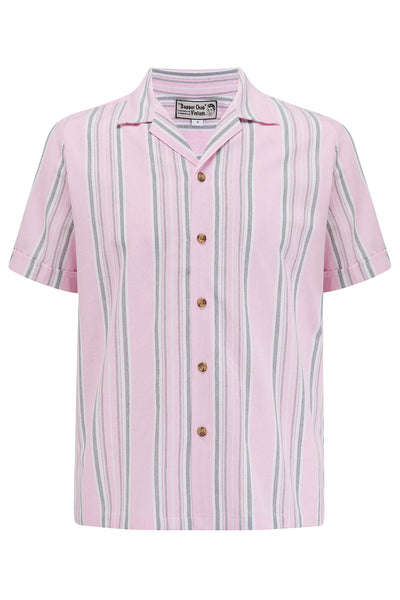 50s ROBROY PRINT NEL SHIRT gray × pink