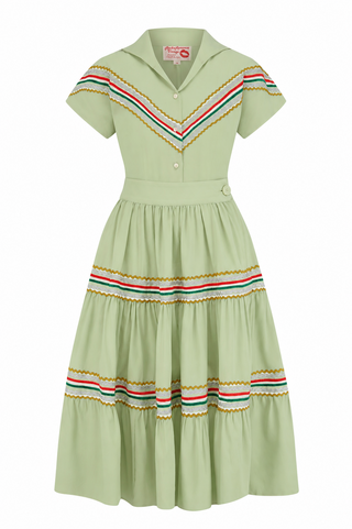 The Western 2pc Patio Set (Blouse & Skirt) In Sage, True 1950s Vintage Style