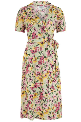 "Peggy" Wrap Dress in Wildflower, Classic 1940s True Vintage Style By The Seamstress of Bloomsbury