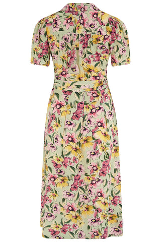 "Peggy" Wrap Dress in Wildflower, Classic 1940s True Vintage Style By The Seamstress of Bloomsbury
