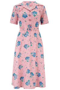 The "Polly" Dress in Pink Summer Bouquet, True & Authentic 1940s - 50s Vintage Style
