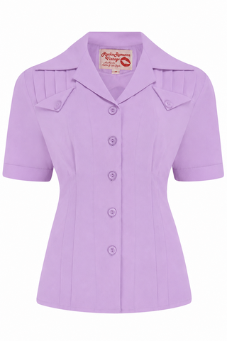The "Polly" Short Sleeve Blouse in Mauve, Classic 1940s Vintage Style