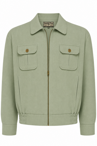 The Mens "Ricky" Sport Jacket In Summer Weight Sage Viscose Slub Weave Fabric, With Satin Lining .. 1950s Vintage Menswear