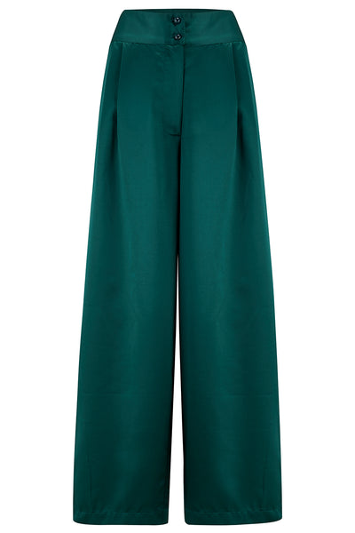 RnR "Luxe" Range.. The "Sophia" Palazzo Wide Leg Trousers in Super Luxurious Azure Green SATIN