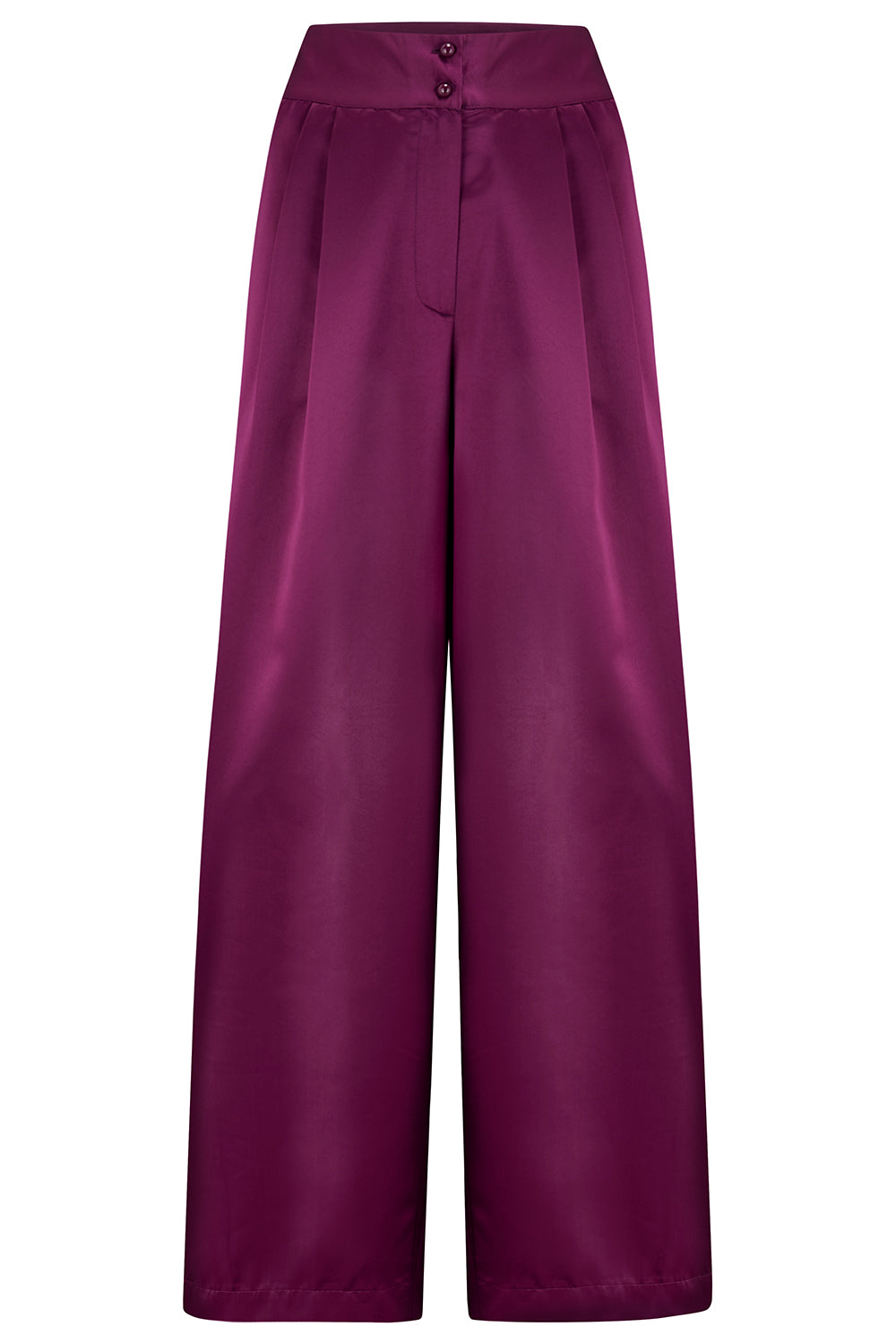 RnR "Luxe" Range.. The "Sophia" Palazzo Wide Leg Trousers in Super Luxurious Rich Plum SATIN