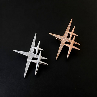 1950s Atomic Starburst Pin Brooch In Rose Gold or Silver with Diamantes