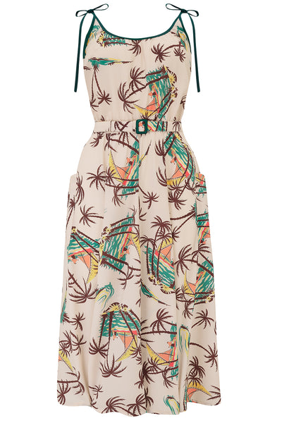 **Sample Sale** The "Suzy Sun Dress" in Tahiti Print, Easy To Wear Tiki Style From The 1940s-50s